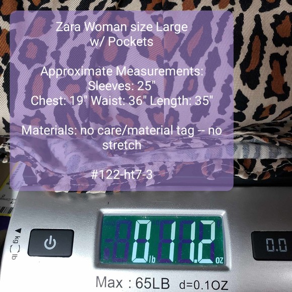 ZARA Woman size Large Animal Print Long Sleeve Mini Dress w/ Pockets - Picture 9 of 9